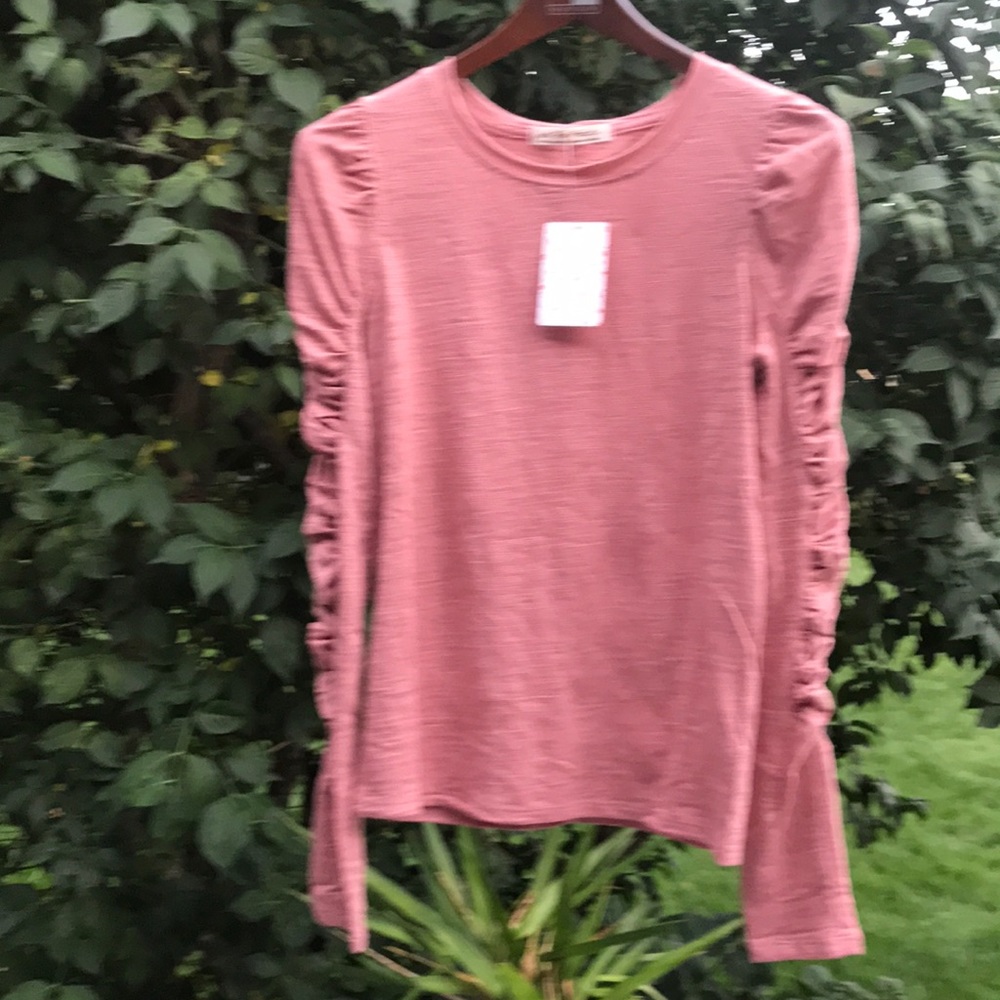 Free People Puffed Shoulder Ruched Long Sleeve Top - Picture 5 of 10